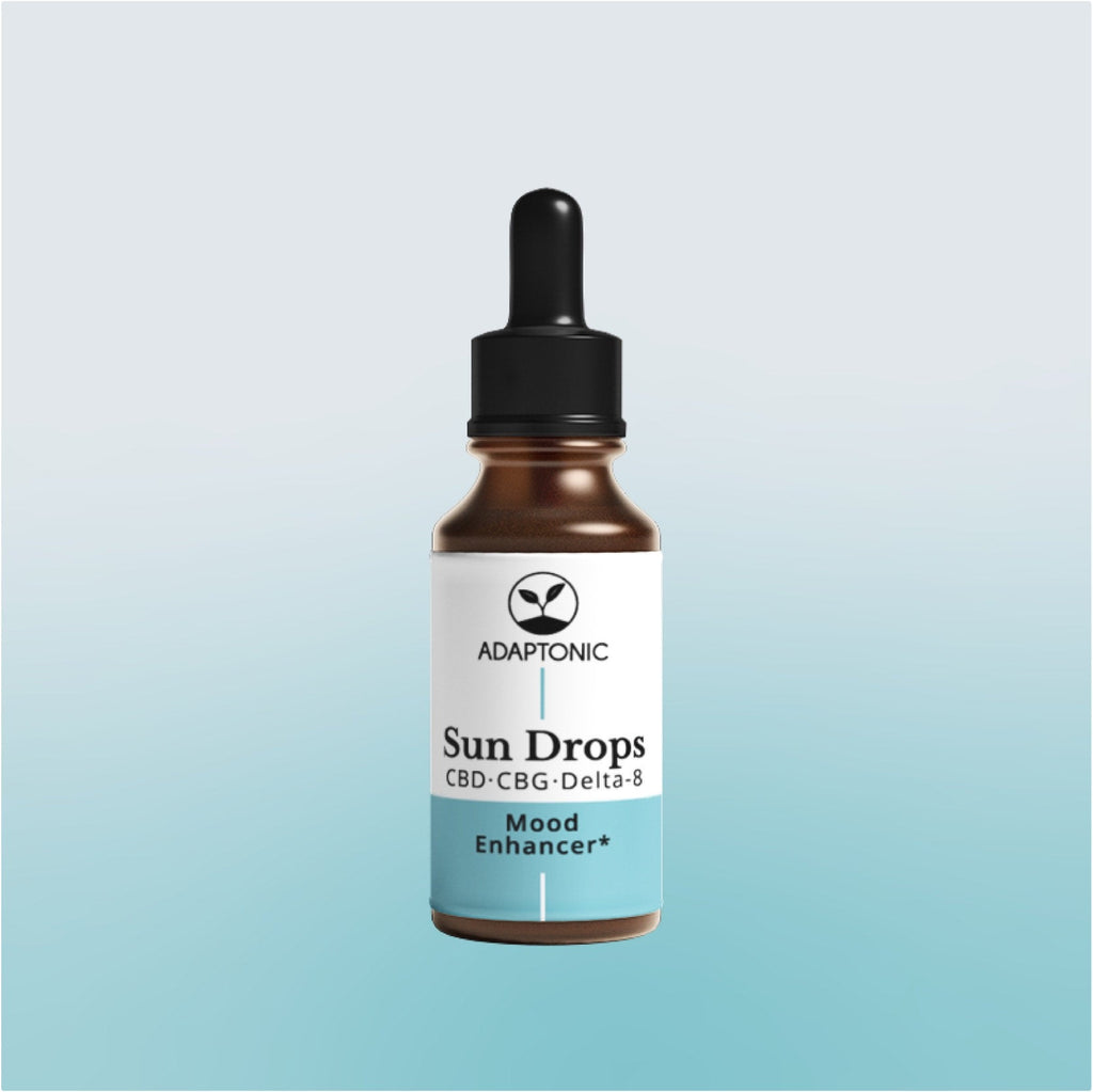 Sun Drops CBD oil bottle by Adaptonic
