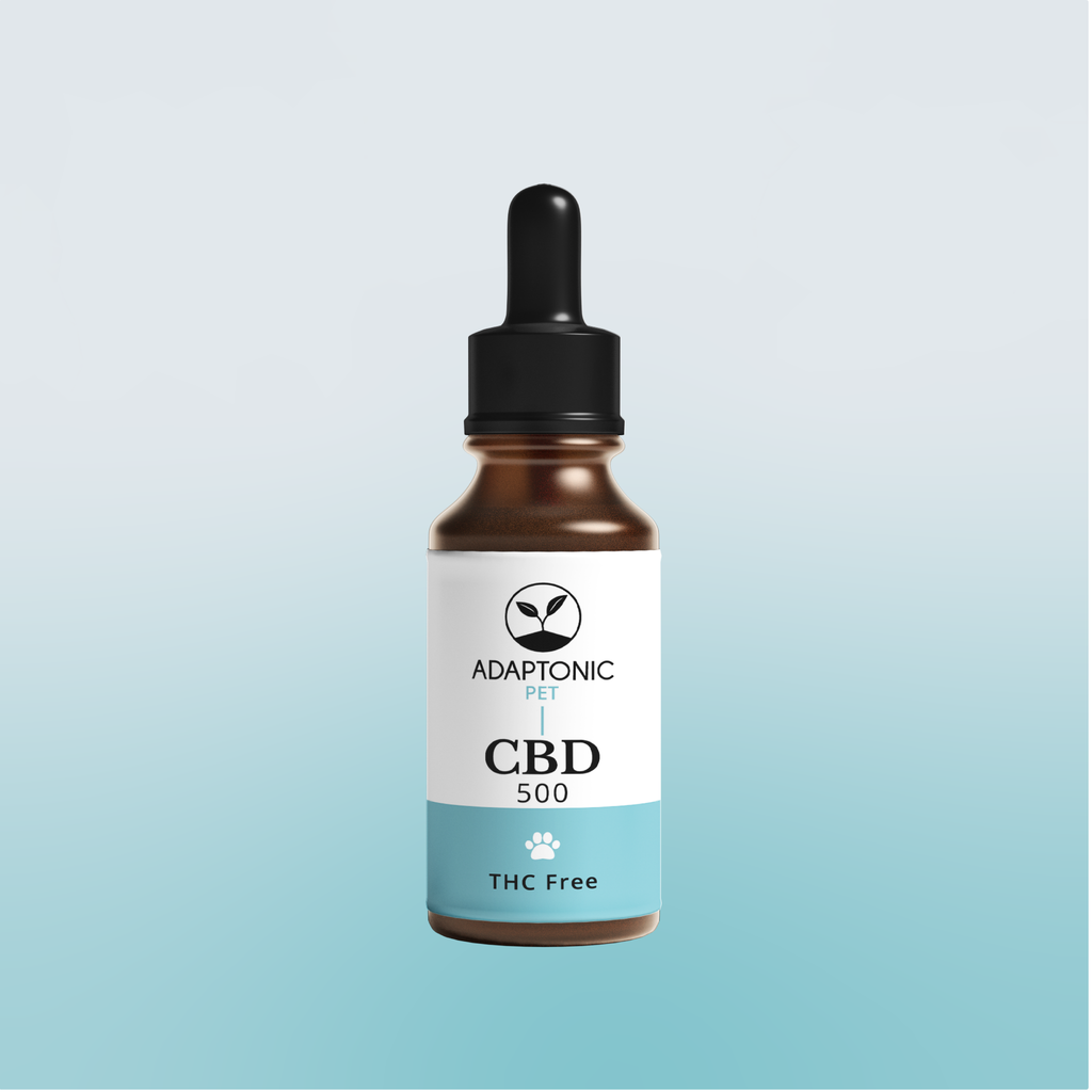CBD Pet 500 CBD oil bottle by Adaptonic