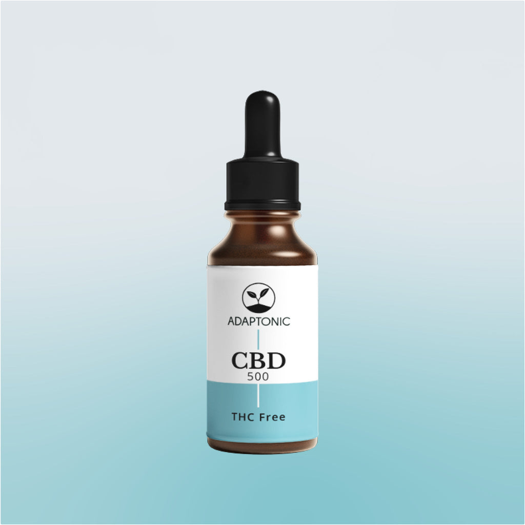 CBD 500 CBD oil bottle by Adaptonic