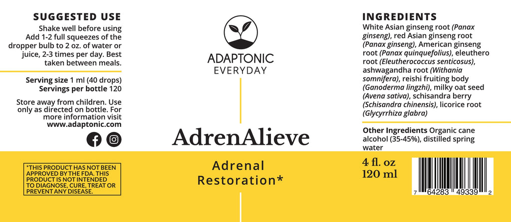 AdrenAlieve 4 oz label