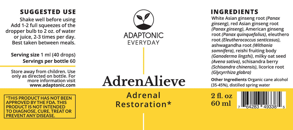 AdrenAlieve 2 oz label
