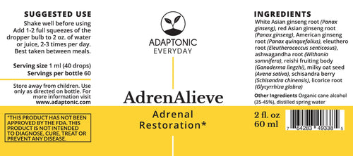 AdrenAlieve 2 oz label
