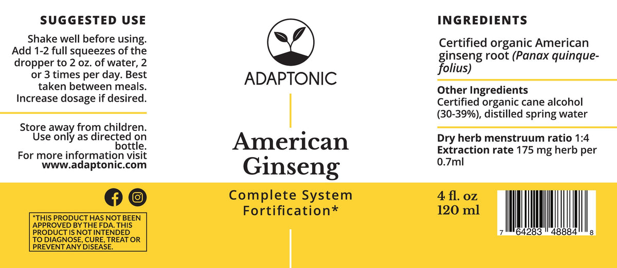 American Ginseng 4 oz label
