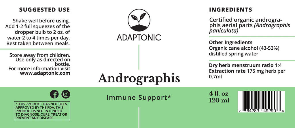 Andrographis 4 oz label