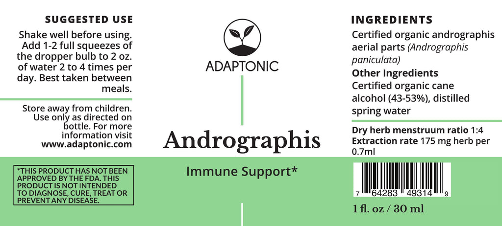 Andrographis 1 oz label