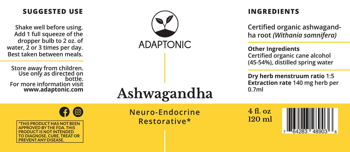 Ashwagandha 4 oz label