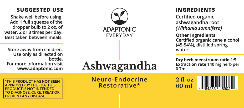 Ashwagandha 2 oz label