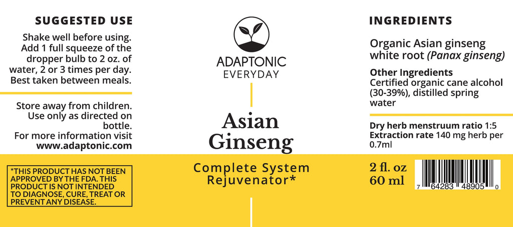 Asian Ginseng 2 oz label