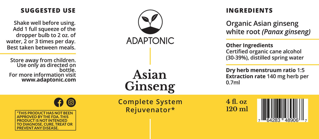 Asian Ginseng 4 oz label