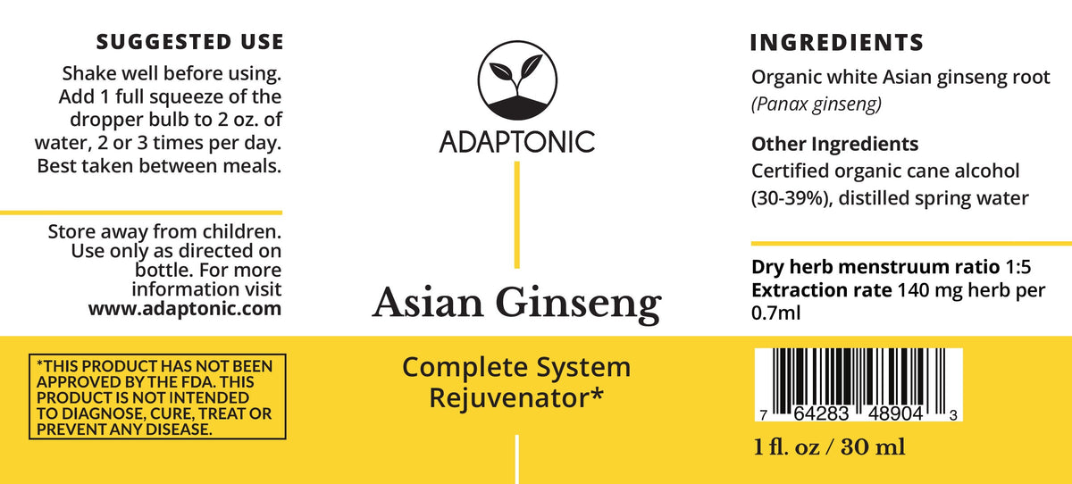 Asian Ginseng 1 oz label