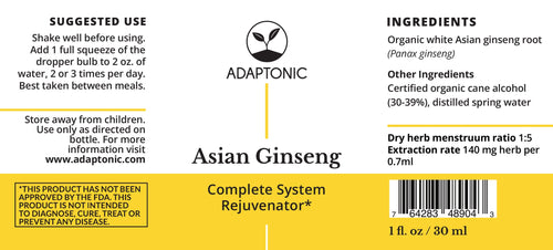 Asian Ginseng 1 oz label