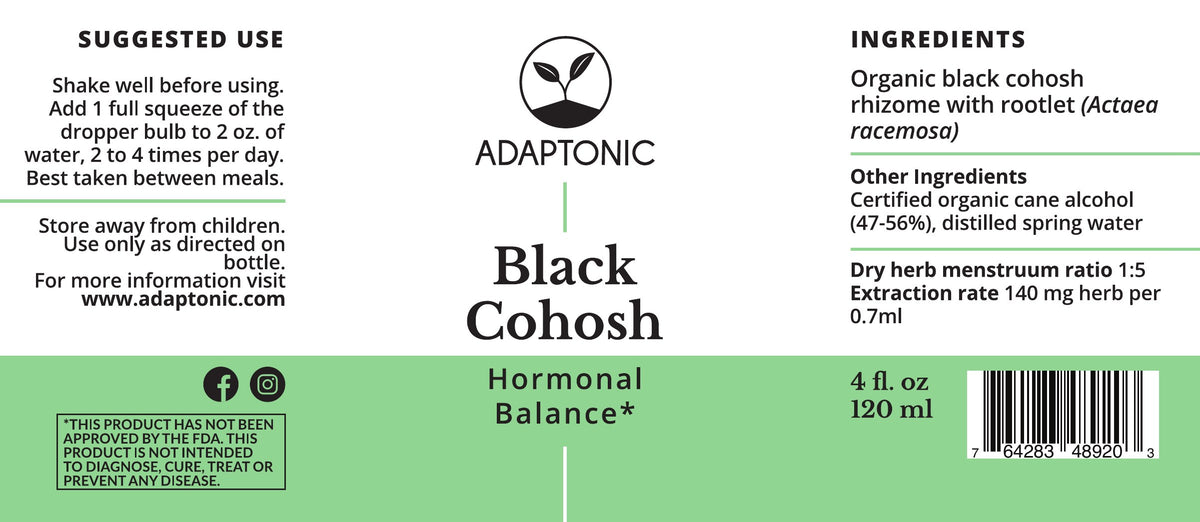 Black Cohosh 4 oz label