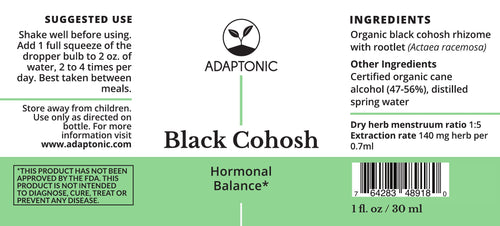 Black Cohosh 1 oz label