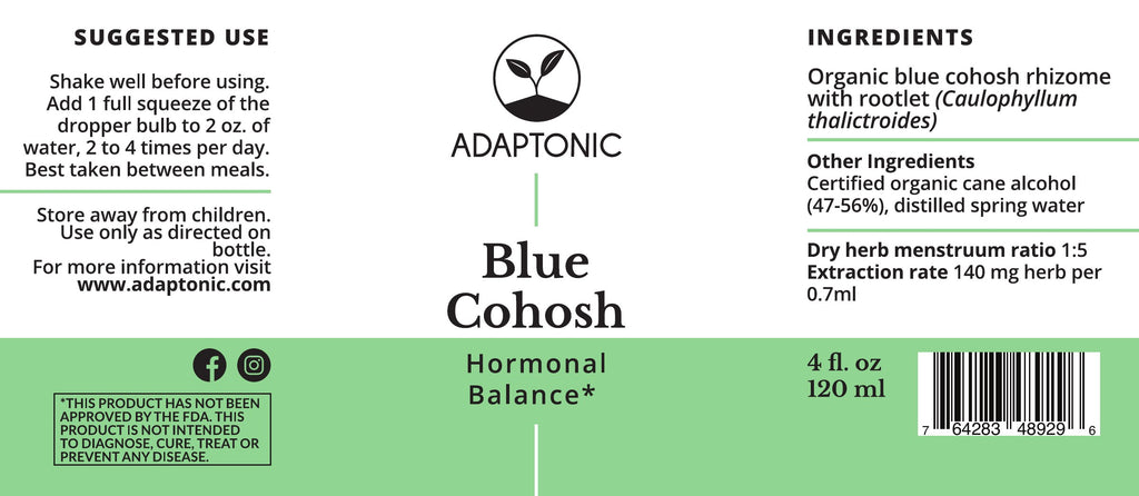 Blue Cohosh 4 oz label