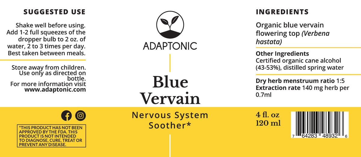 Blue Vervain 4 oz label
