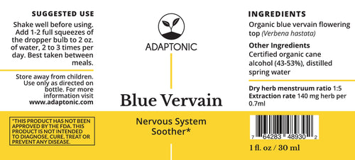 Blue Vervain 1 oz label