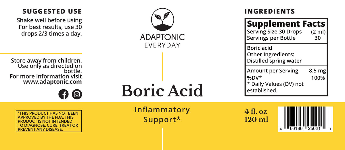 Boric Acid 4 oz label
