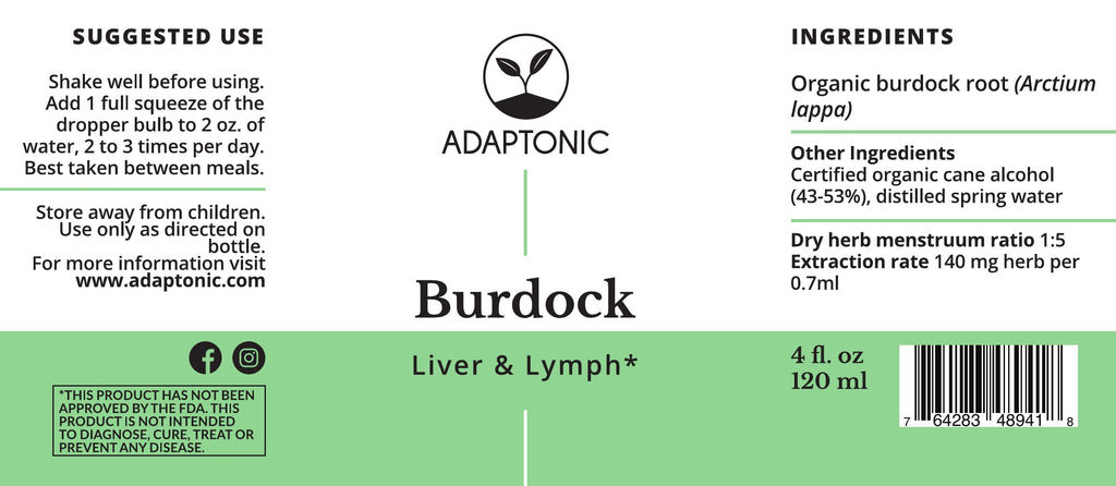 Burdock 4 oz label