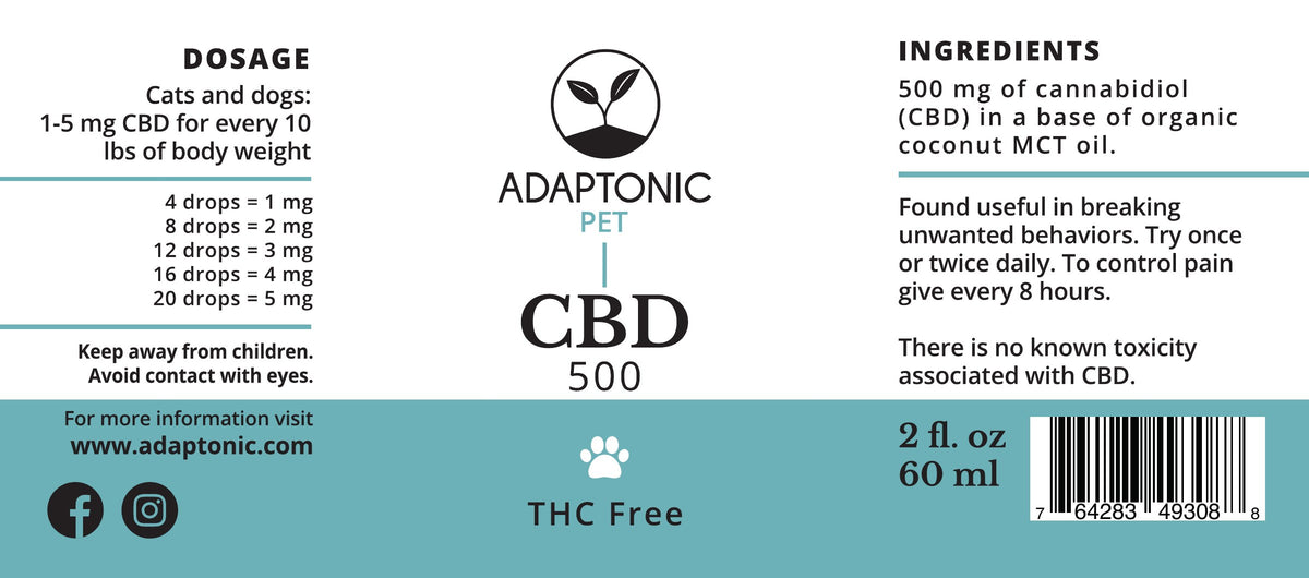 CBD Pet 500 label