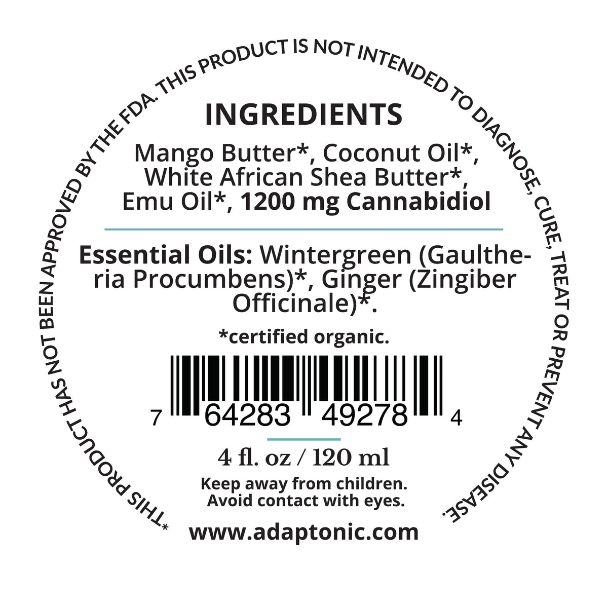 CBD Relief Rub 1200 back label