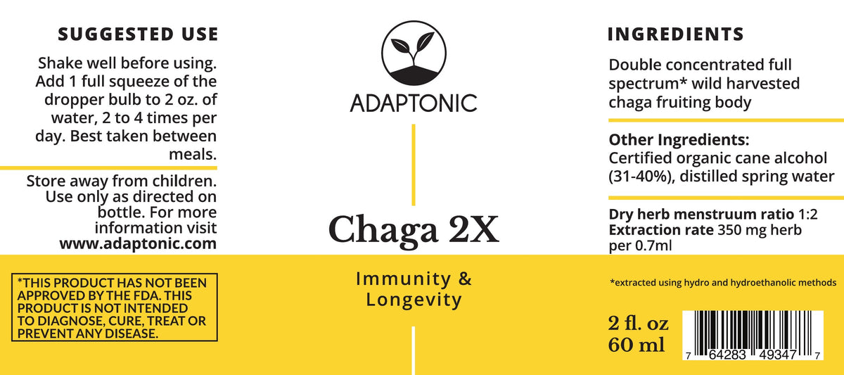 Chaga 2X 2 oz label