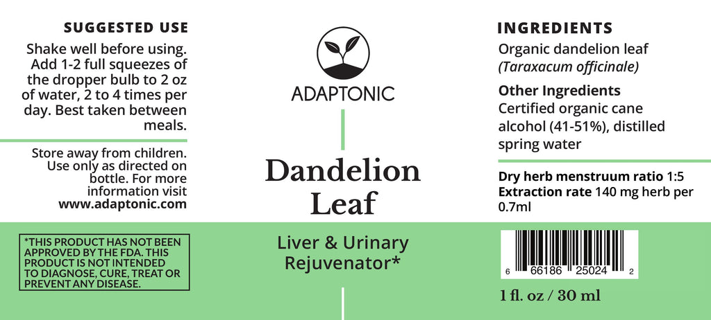 Dandelion Leaf 1 oz label