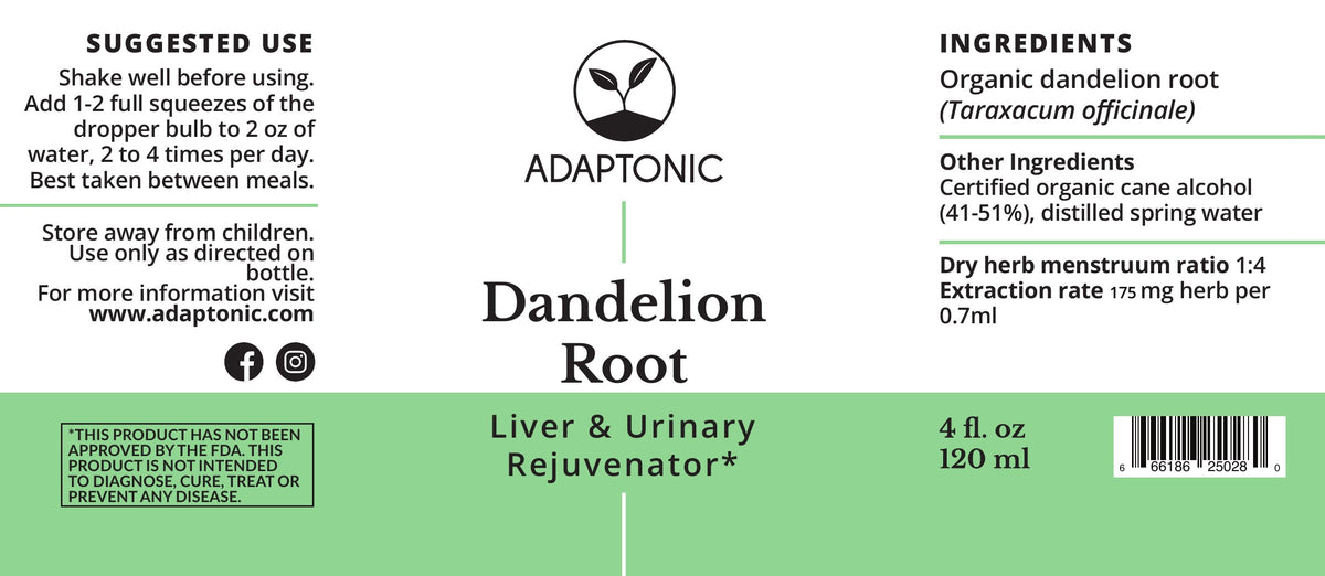 Dandelion Root 4 oz label