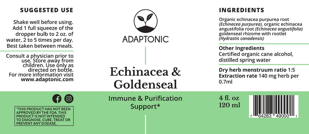 Echinacea & Goldenseal 4 oz label