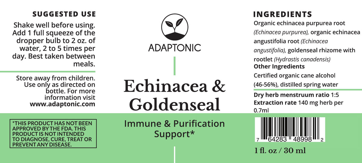 Echinacea & Goldenseal 1 oz label