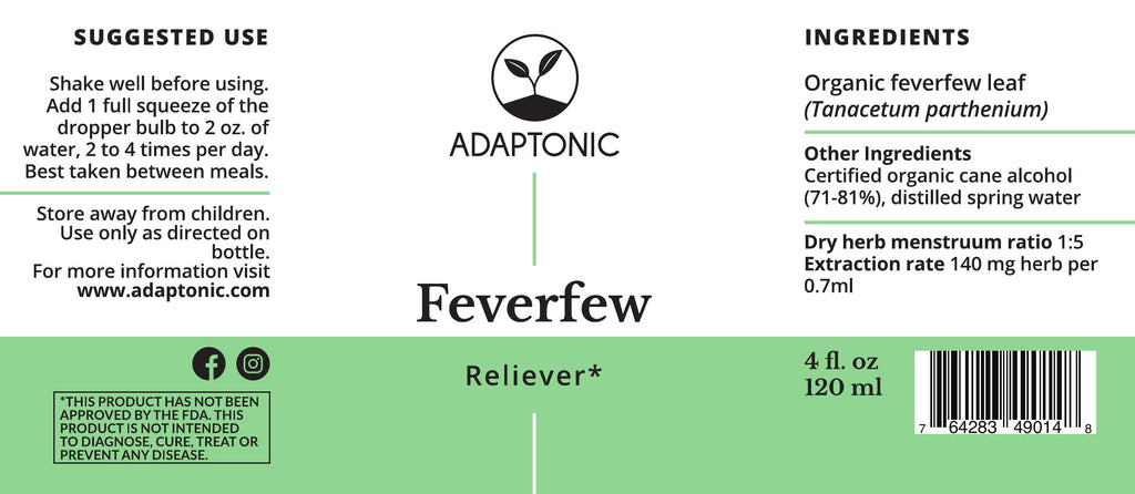 Feverfew 4 oz label