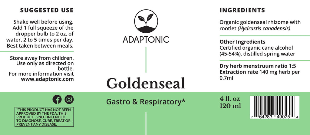 Goldenseal 4 oz label