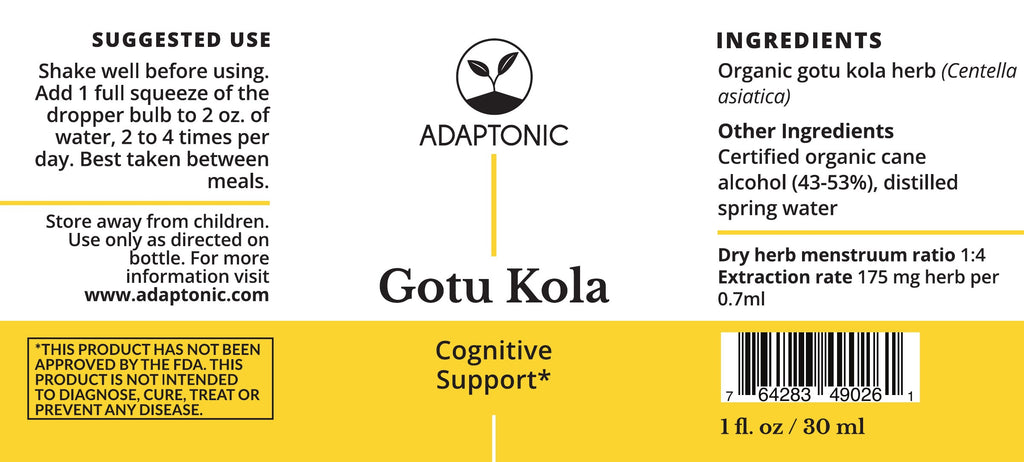 Gotu Kola 1 oz label