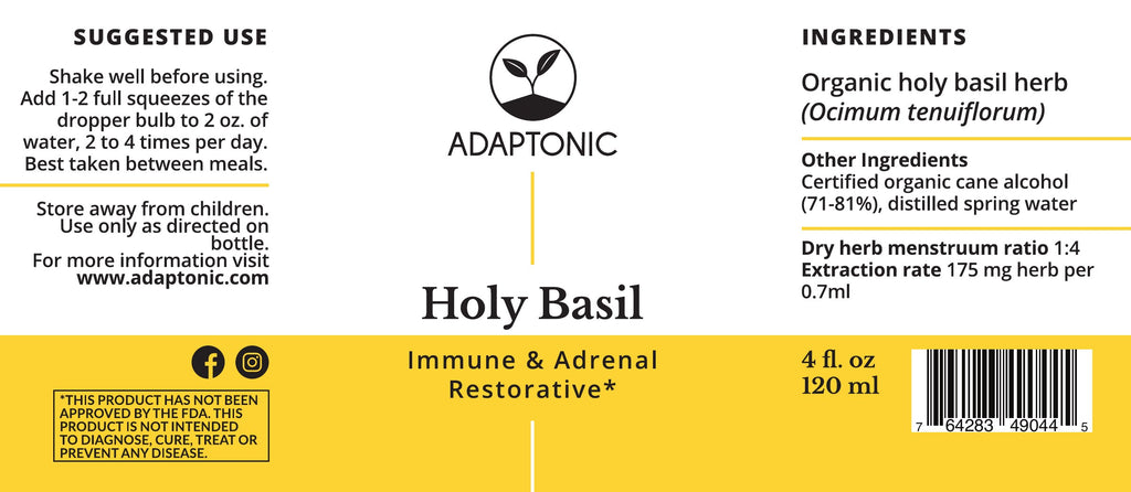 Holy Basil 4 oz label