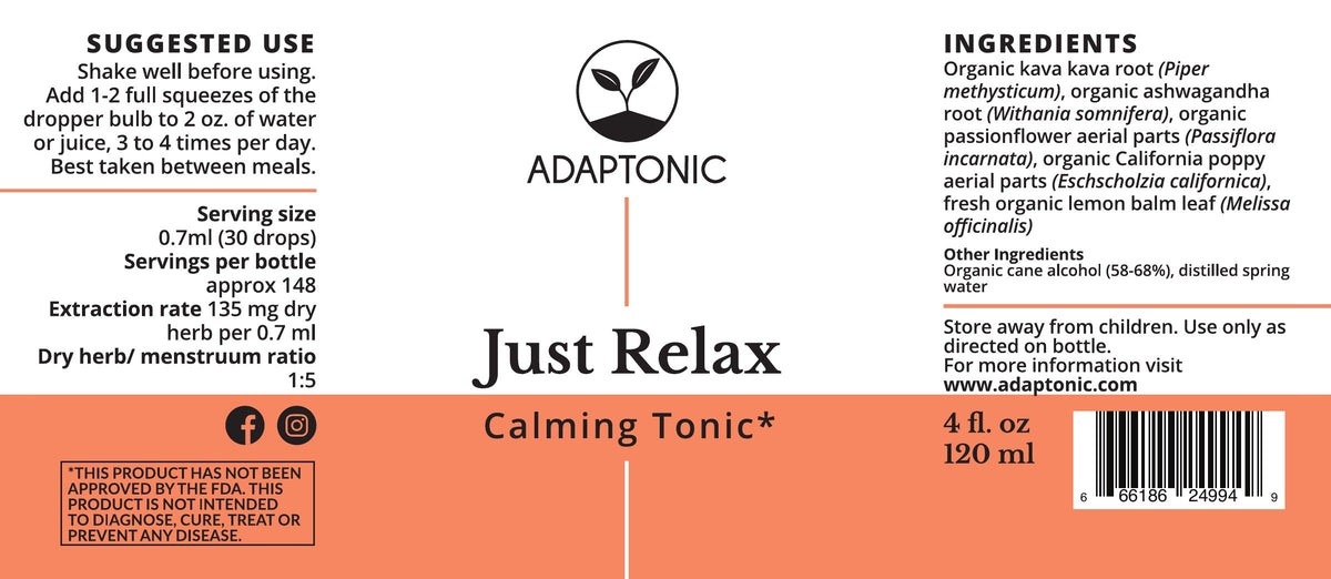 Just Relax 4 oz label