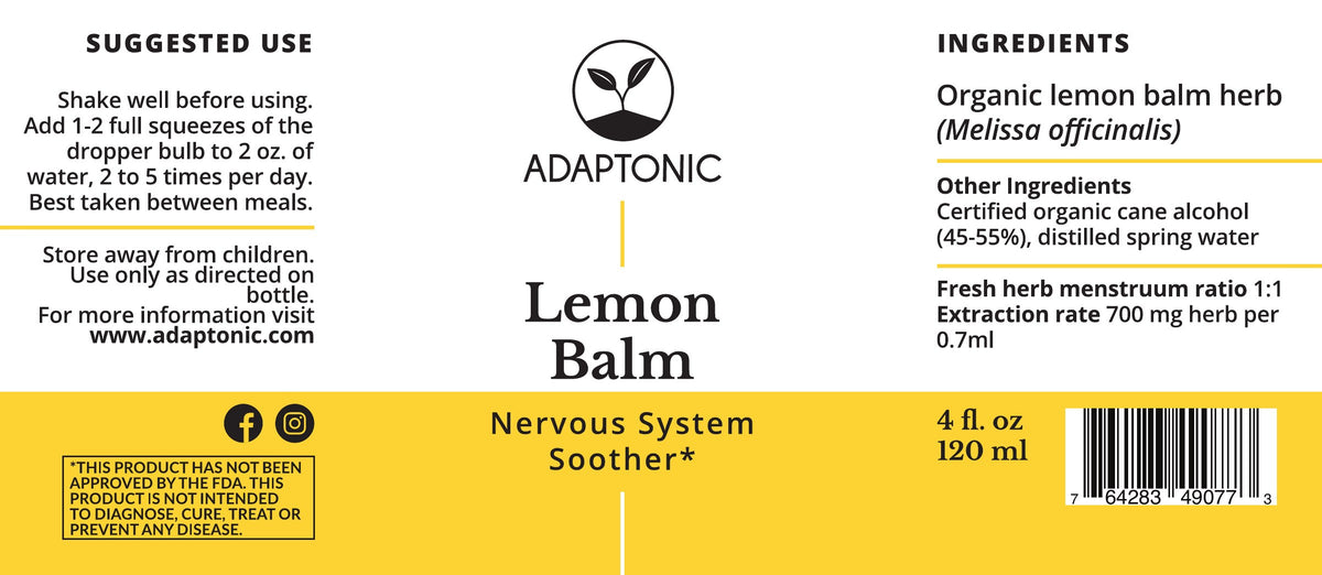 Lemon Balm 4 oz label