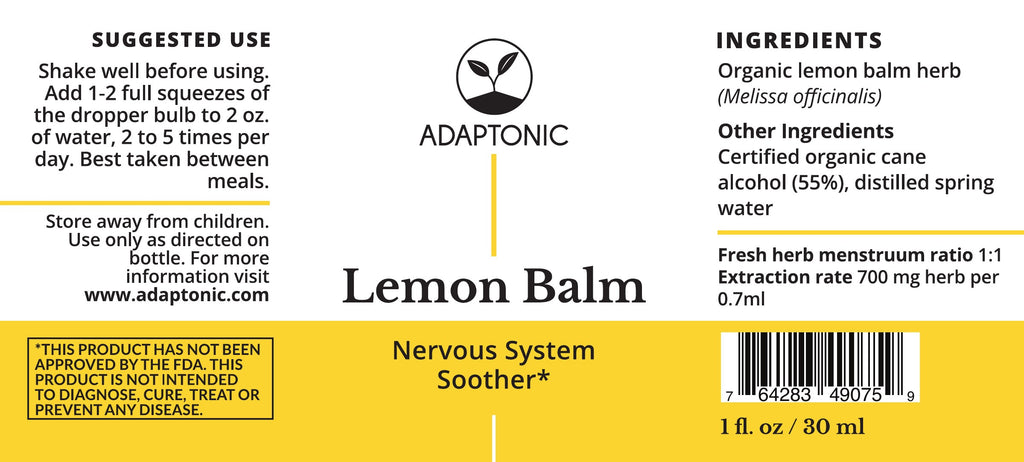 Lemon Balm 1 oz label