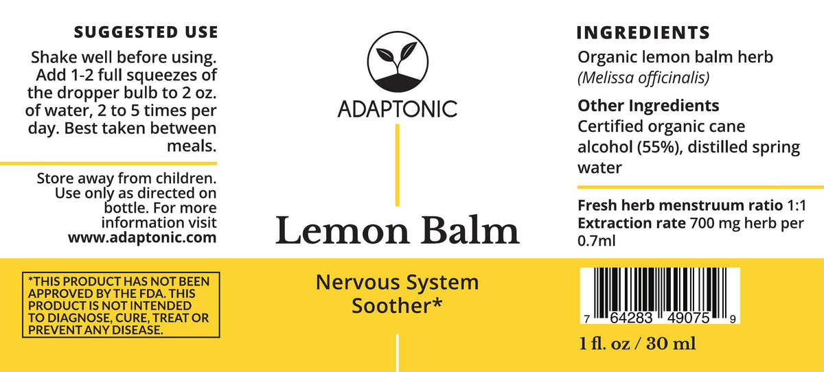 Lemon Balm 1 oz label