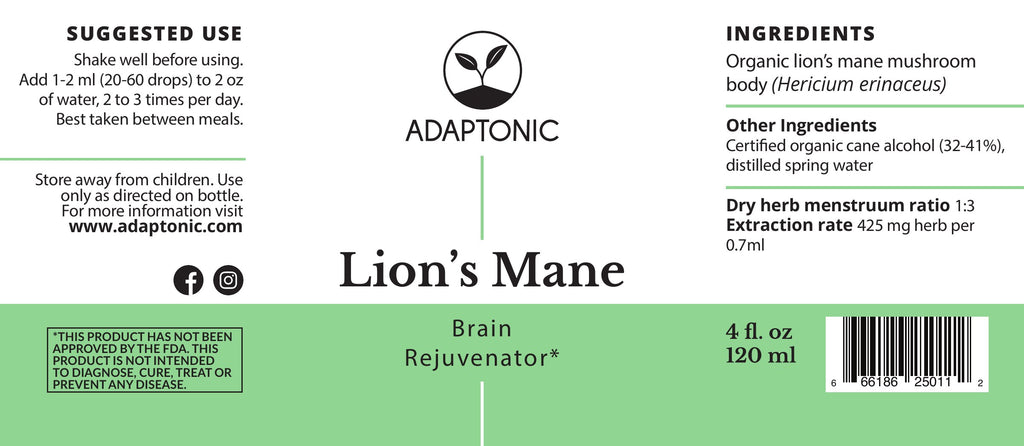Lion's Mane 4 oz label
