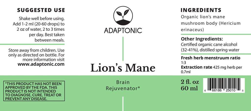 Lion's Mane 2 oz label