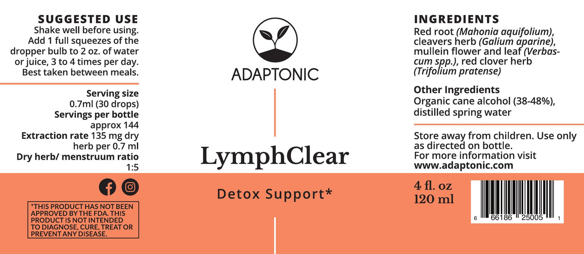 LymphClear 4 oz label