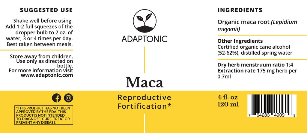 Maca 4 oz label