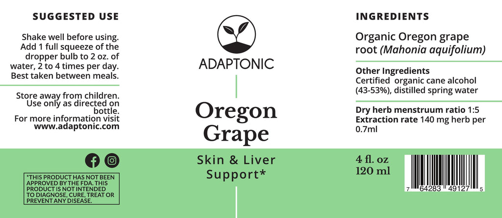 Oregon Grape Root 4 oz label
