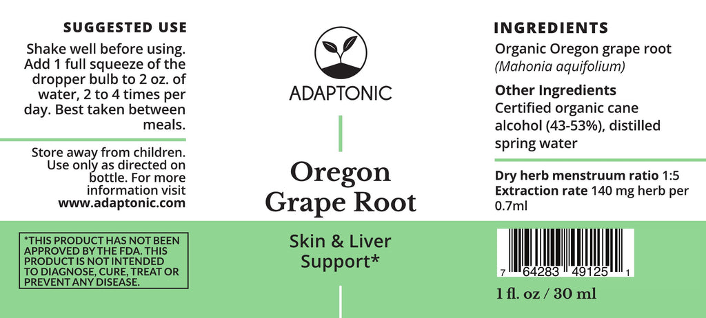 Oregon Grape Root 1 oz label