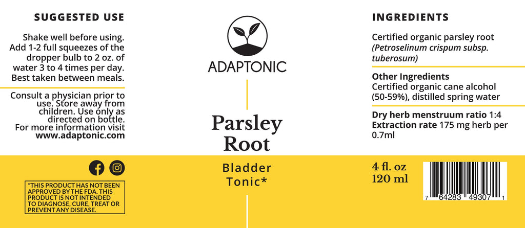 Parsley Root 4 oz label