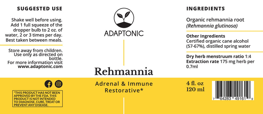 Rehmannia 4 oz label