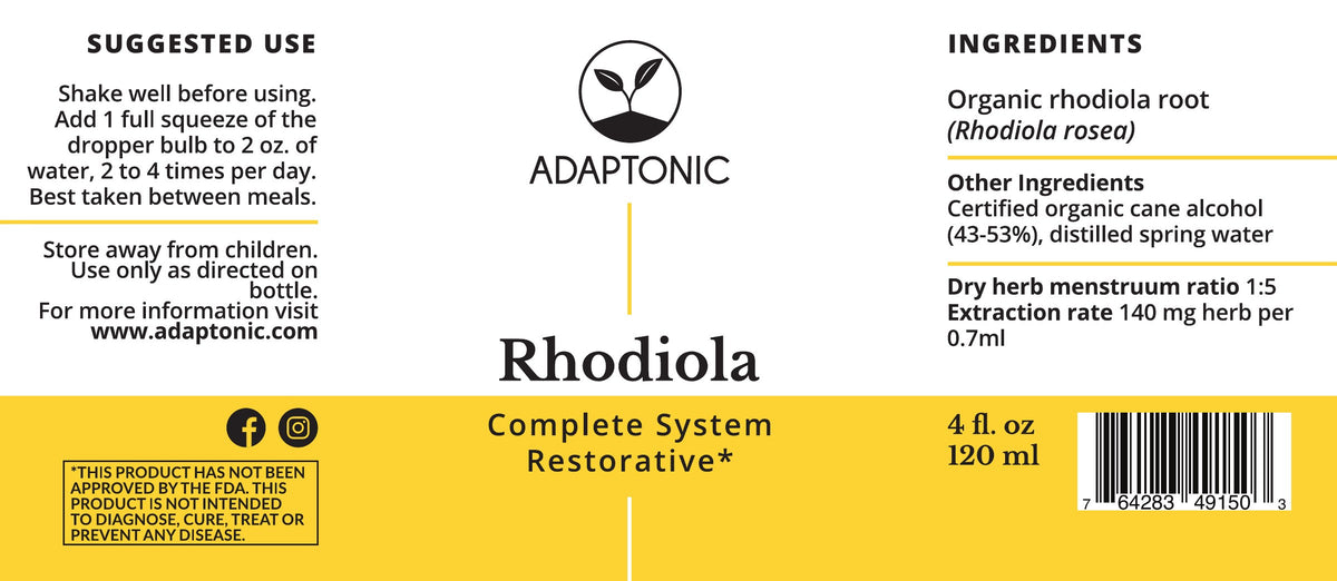 Rhodiola 4 oz label
