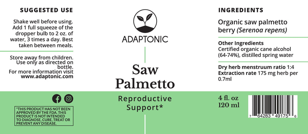 Saw Palmetto 4 oz label