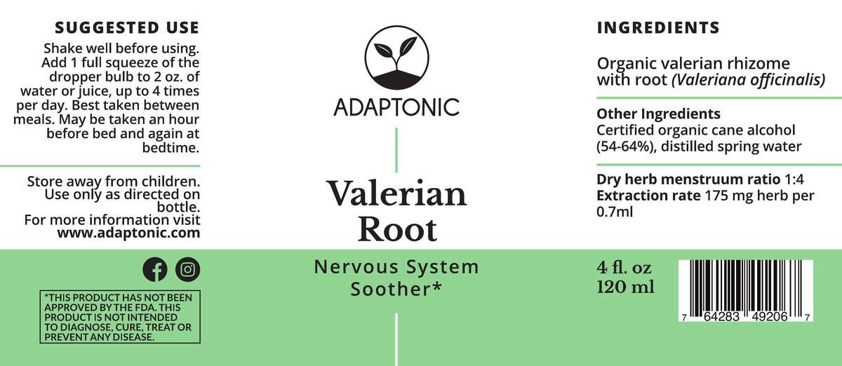 Valerian 4 oz label