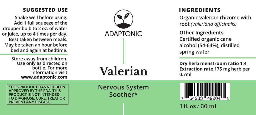 Valerian 1 oz label